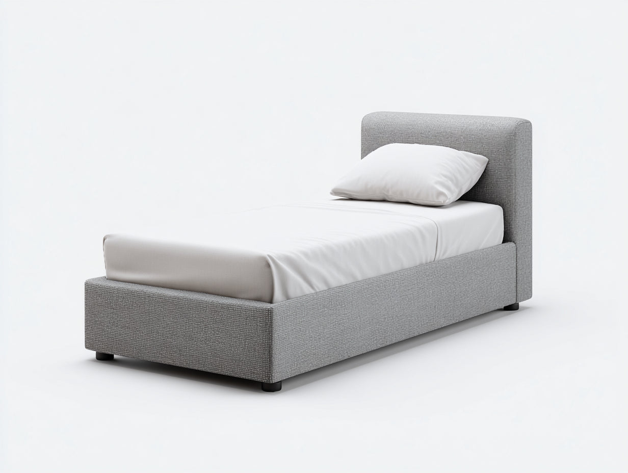 Camas individuales tapizada 210x100x105 cm - gris - diseño moderno para dormitorio