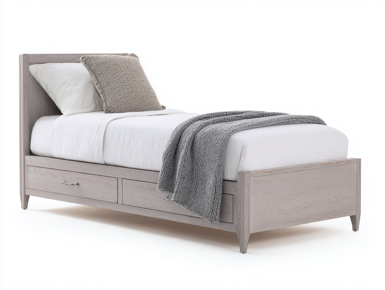 Camas individuales de madera 206x102x105 cm gris claro con 2 cajones - estilo moderno para dormitorio