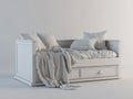 Sofás cama de madera 200x90x85 cm - Blanco - Estilo clásico con 2 cajones