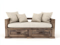 Sofás cama de madera 205x100x82 cm - marrón-beige - estilo rústico con 2 cajones