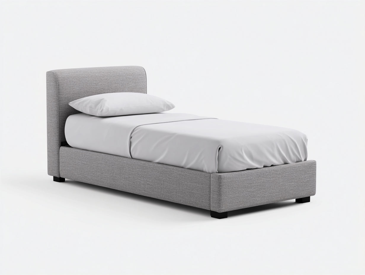 Camas individuales tapizadas 205x95x95 cm - gris - estilo moderno para dormitorio