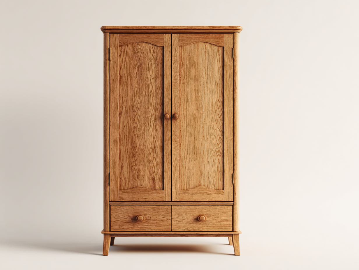 Armarios de madera 92x50x185 cm - marrón claro - estilo clásico con 2 puertas y 2 cajones