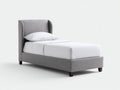 Camas individuales tapizadas 205x100x115 cm - Gris claro - Diseño elegante con cabecero envolvente