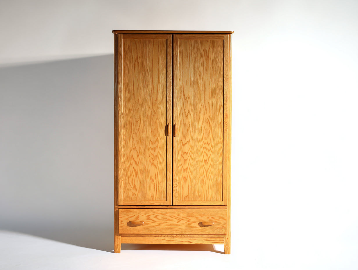 Armarios de madera 90x52x190 cm - marrón claro - estilo clásico con 2 puertas y 1 cajón