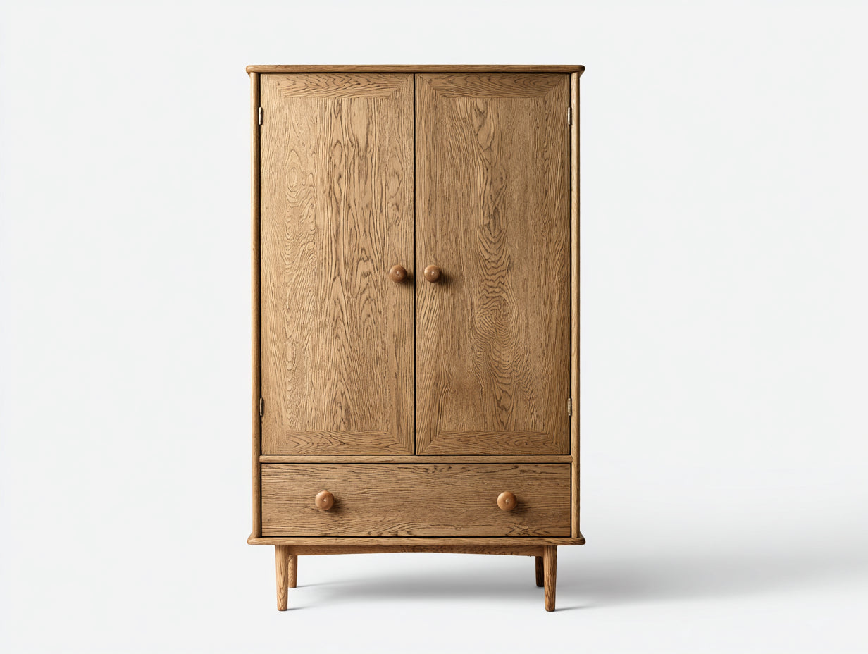 Armario de madera 2 puertas con cajón 82x52x185 cm - estilo moderno para dormitorio