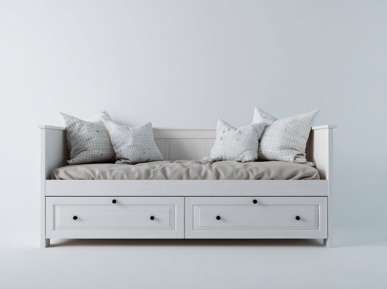 Sofás cama de madera 205x98x88 cm - blanco - estilo clásico con 2 cajones