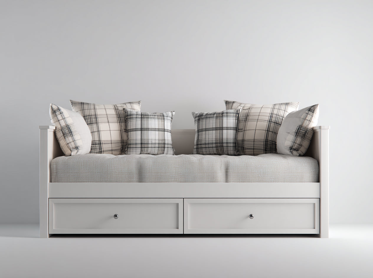 Sofás cama de madera 205x98x86 cm - blanco - estilo clásico con 2 cajones