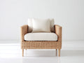 Sillón de ratán con asiento tapizado 105x88x82 cm - ratán natural - estilo mediterráneo