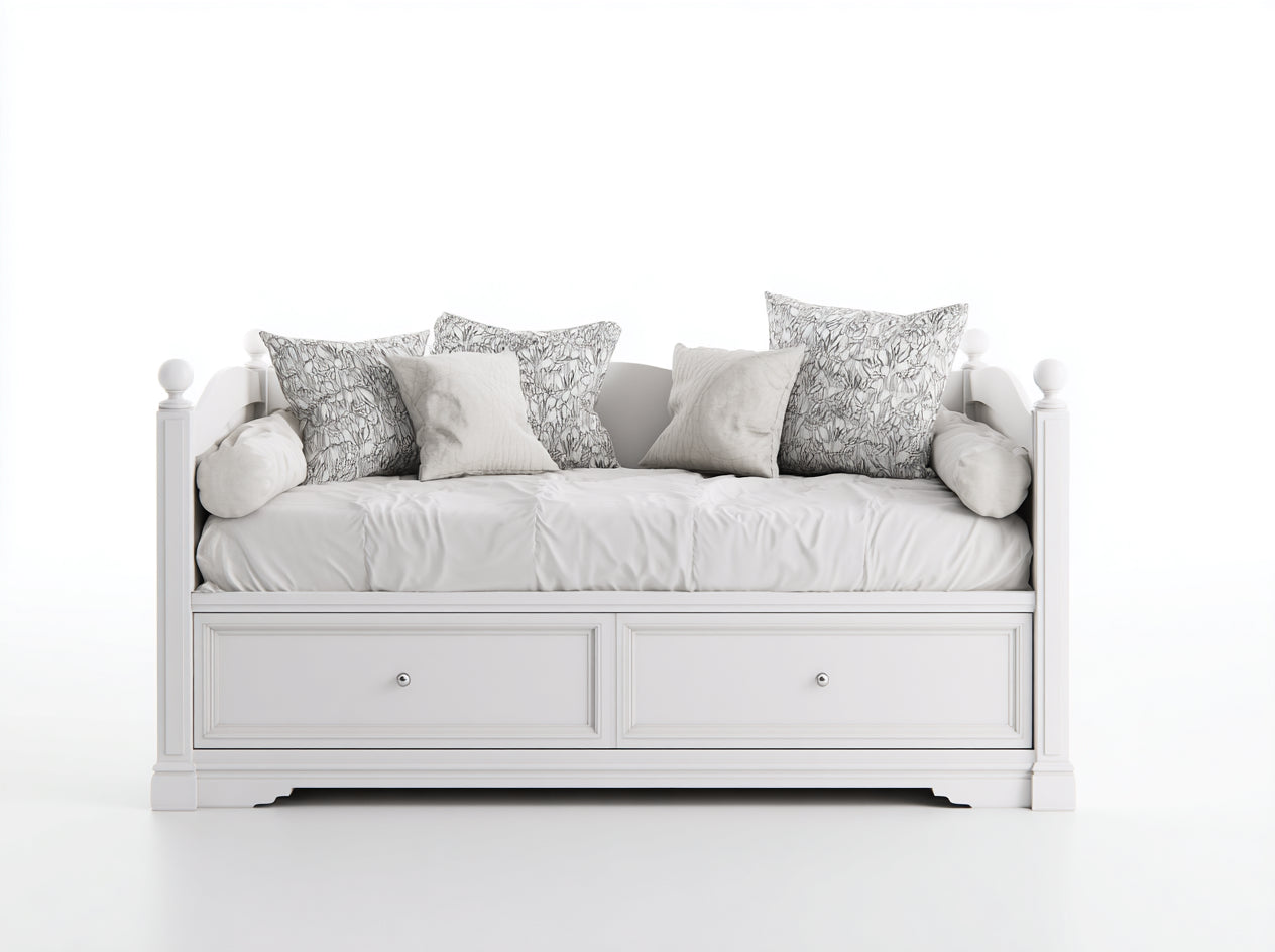 Sofás cama madera con almacenamiento 204x94x101 cm - blanco - diseño clásico para dormitorio