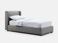 Cama individual tapizada 205x100x110 cm - estructura gris oscuro para dormitorio