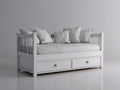 Sofás cama de madera 205x92x86 cm blanco con 2 cajones - estilo clásico para dormitorio