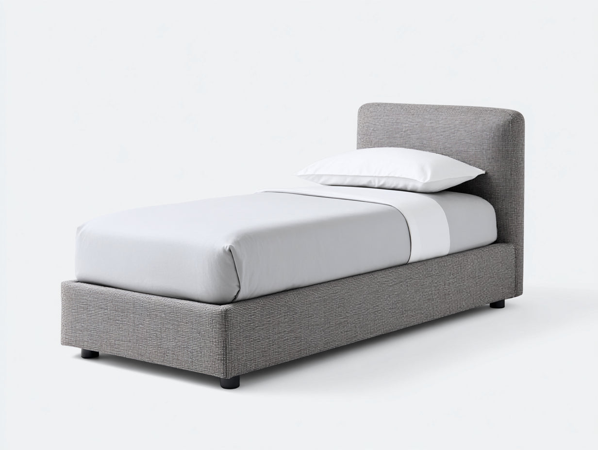 Camas individuales tapizadas 208x98x102 cm - gris claro - estilo moderno para dormitorio