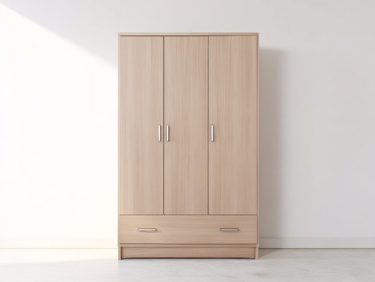 Armarios madera 120x55x190 cm - natural - diseño moderno con almacenamiento