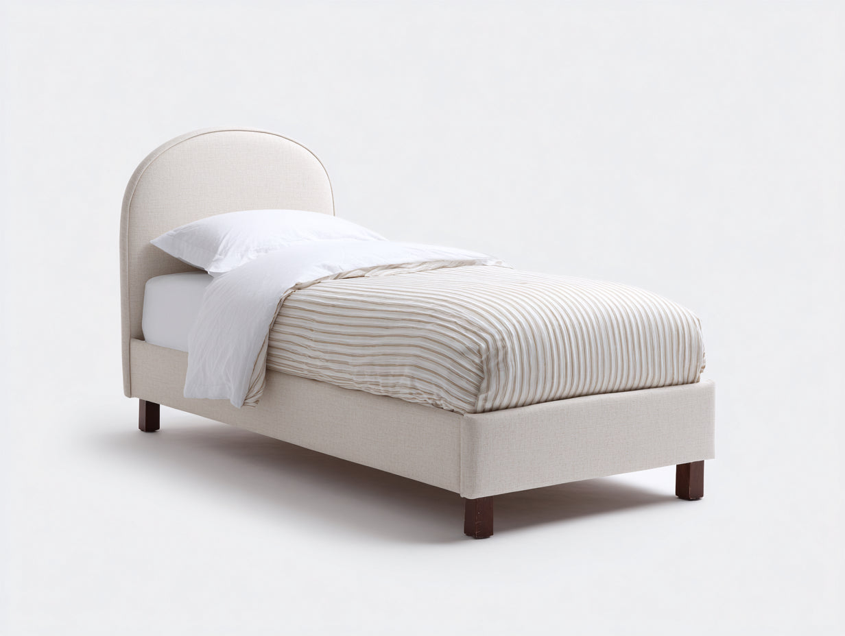 Camas individuales tapizada tela 198x102x108 cm - beige - diseño elegante para dormitorio