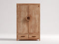 Armarios de madera 100x55x185 cm - marrón - 2 puertas y 2 cajones - estilo rústico para dormitorio