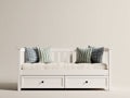 Sofás cama de madera 205x90x88 cm - Blanco - Diseño clásico con 2 cajones