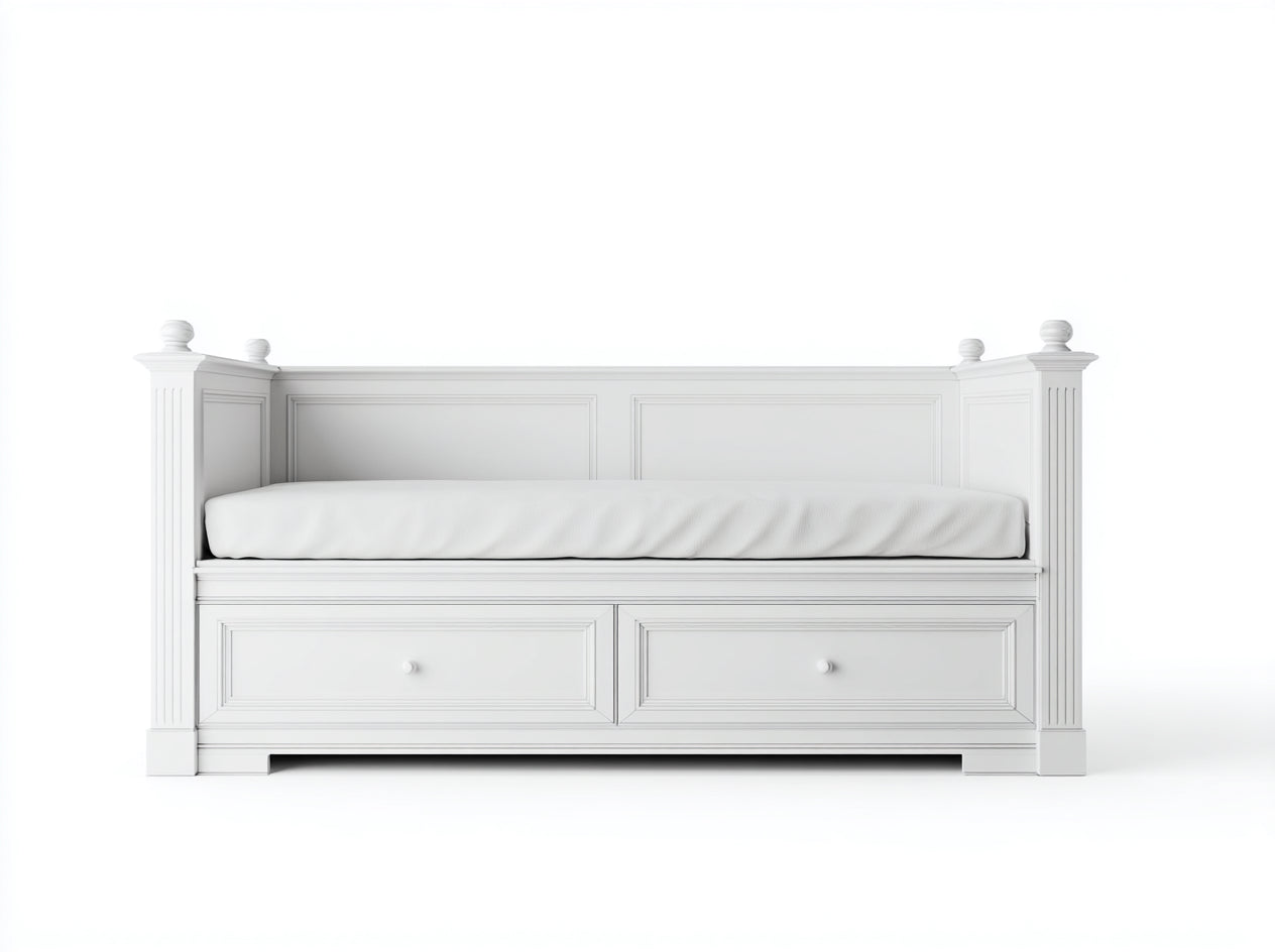 Sofá cama de madera 198x92x98 cm - blanco - diseño clásico con almacenamiento